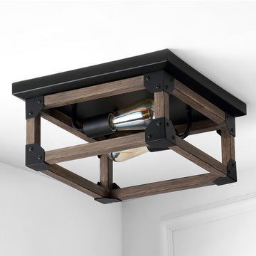 Cheshire 13" Iron Rustic Farmhouse LED Flush Mount - JONATHAN Y